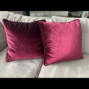 Mitchell Gold + Bob Williams purple velvet pillows